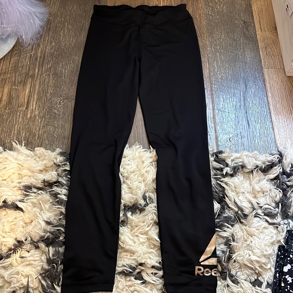 Girls Reebok Black Legging w/ Gold Design